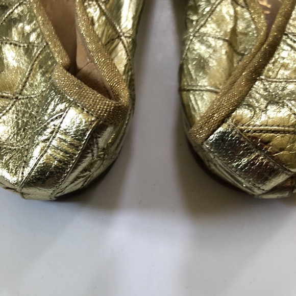 [CHANEL] Vintage Gold Quilted Ballet Shoes SZ 7 (EU 37) - Picture 7 of 9